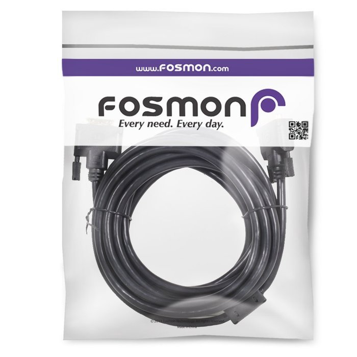 Fosmon High Resolution Gold Plated DVI to DVI Single Link Digital Video Monitor Cable - Black (10 FT / 3.0 M) N3