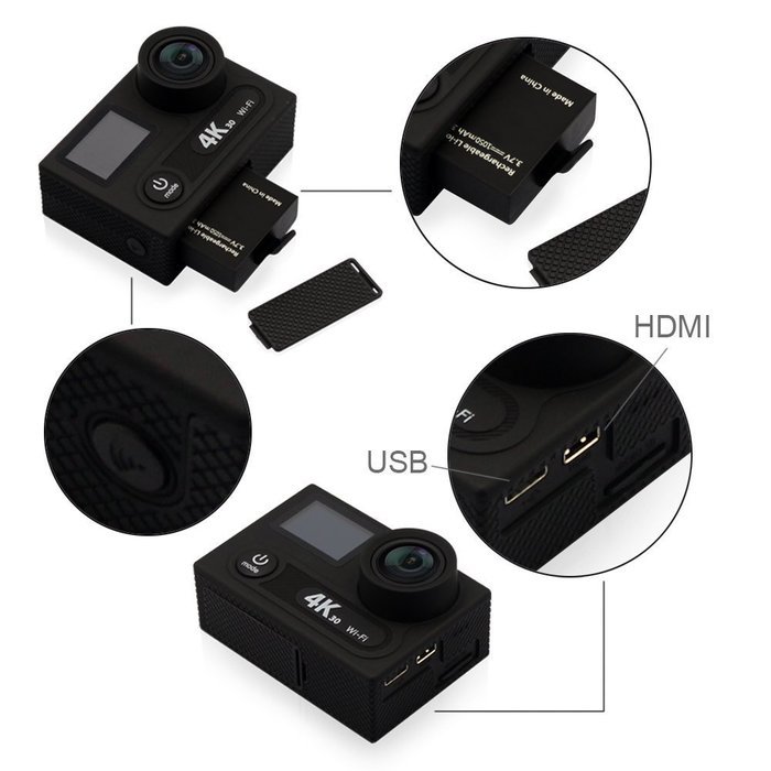 IWAWA Ultra HD 4K Wifi Waterproof Action Camera 4K1080P 170 Degree Wide Angle Lens N7