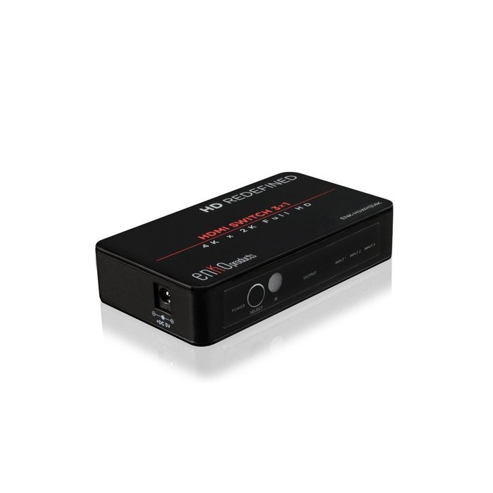 enKo HDMI 3 Ports Hub Switch v1.4 (4Kx2K) includes IR Remote, 4x HDMI Cables, AC Power Adapter (Support 4Kx2K... N4