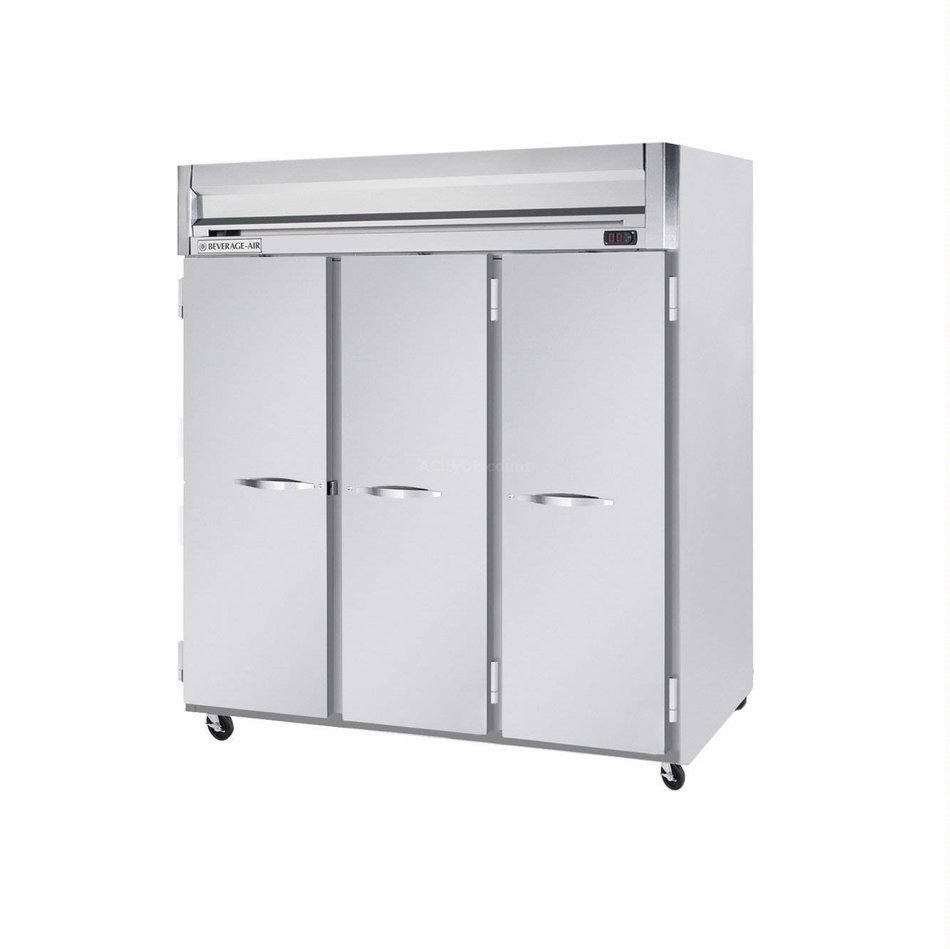 Beverage-Air HFP3-5S Horizon Series Three Section Solid Door Reach-In Freezer 74 cu.ft. Capacity Stainless Steel...