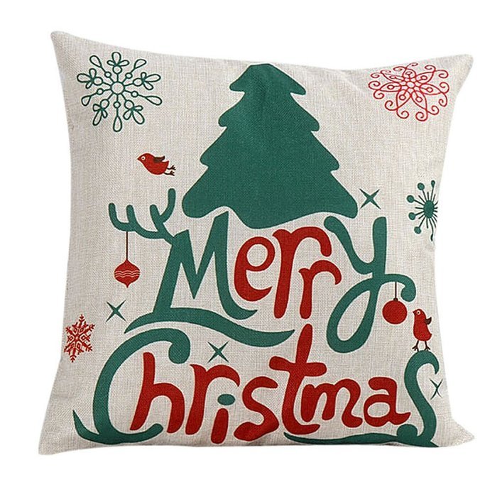 Pillow Cover,Haoricu Vintage ChristmasChristmas Linen Square Throw Flax Pillow Case Decorative Cushion Pillow... N7