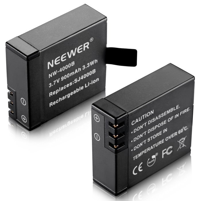 Neewer&reg; USB Dual Battery Charger with (2 Pack) 900mAh Replacement Battery for SJ4000/5000/6000/7000 of RioRand... N8