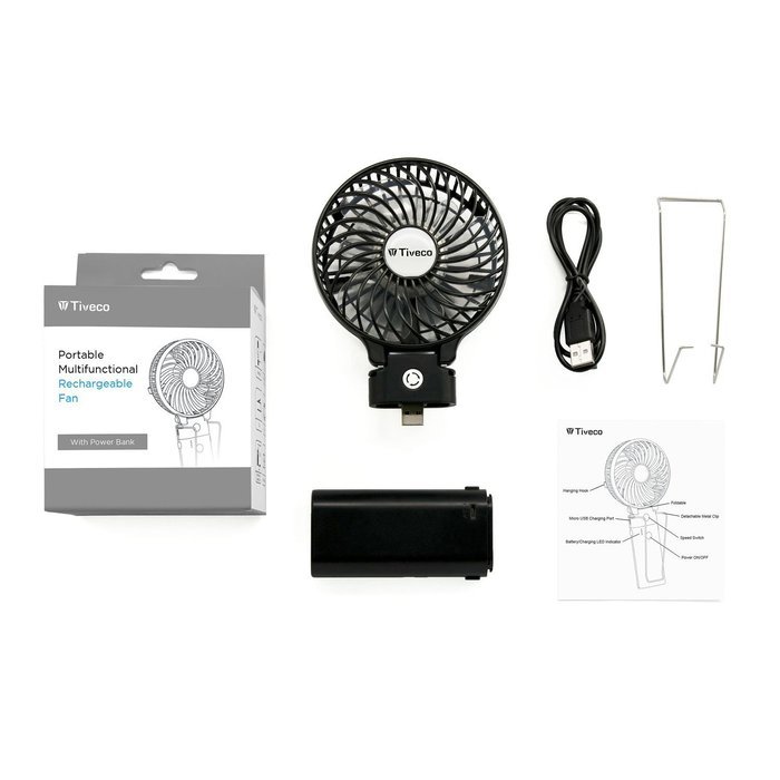 Tiveco Handheld USB Rechargeable Fan - V2 Black N33