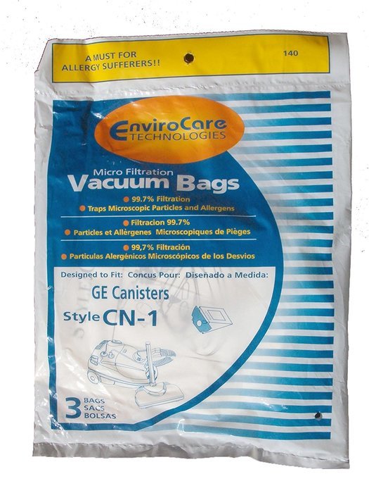 3 GE Canister CN1 CN-1 Vacuum Bags, White Westinghouse Home Cleaning System Vacuum Cleaners, 61980A, 6850, 6851...