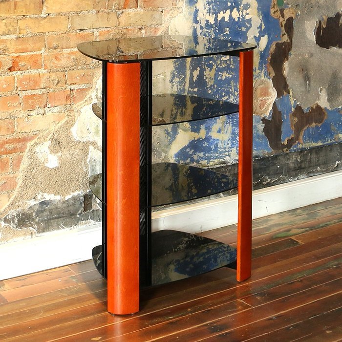 WE Furniture 35" Glass Media Storage Tower, Espresso N3