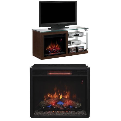 Complete Set Luxe Media Mantel in Black Metal with 23" Infrared Spectrafire Plus Insert with Safer Plug