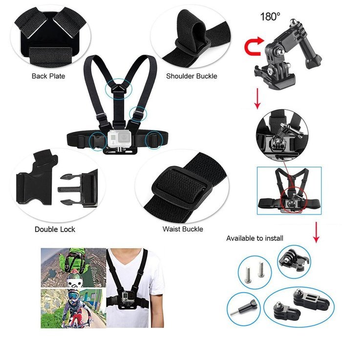 CAROLA 26-in-1 GoPro Accessories Kit for Gopro Hero 2/3/3+/4/4 Session with L Size Carring Case for Outdoor Sport N3