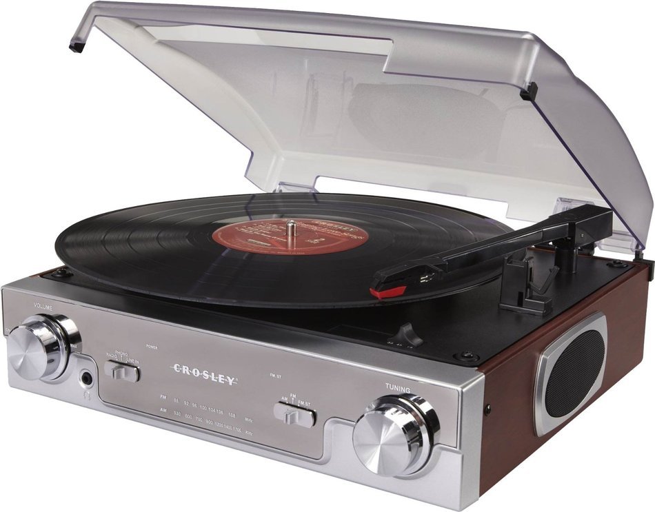 Crosley CR6005A-MA Tech Turntable with AM/FM Radio and Portable Audio Ready (Mahogany) N4