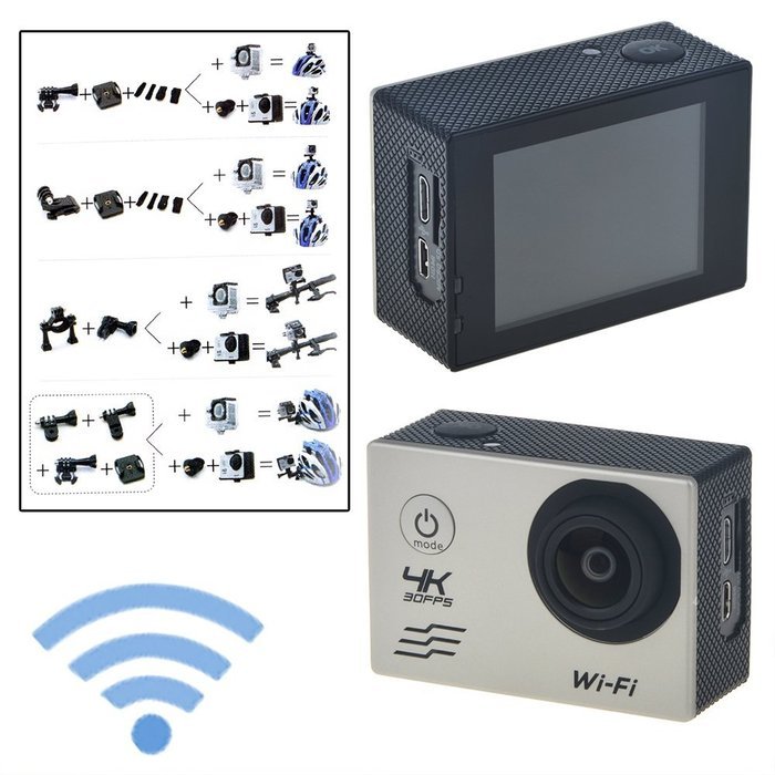 ABLEGRID&reg; AG9000X 30-meter Waterproof 16MP 2.0 inch WIFI Ultra-HD 4K Sports Action Camera with 170&deg; wide Angle... N6
