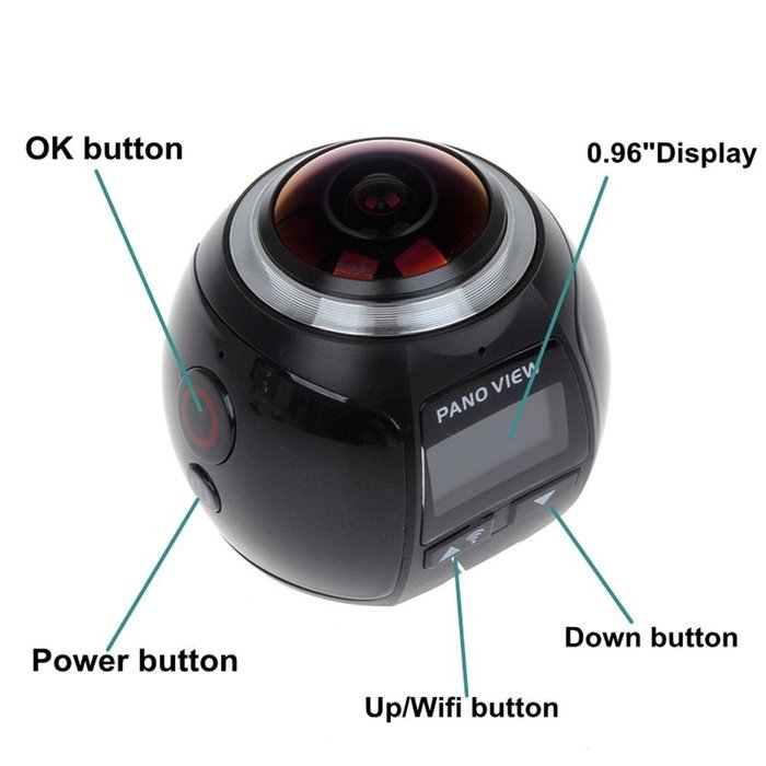 Blueskysea 4K 360&deg; Wifi Mini Camera Panoramic Camera 24482448 16M Ultra HD 3D Sport Action Driving VR Camera (... N7