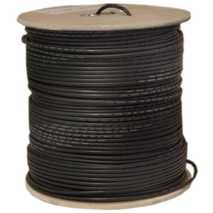 Five Star Cable ETL Listed RG6 18AWG Coaxial Cable, Quad Shielded, Black, Spool, 1000 Ft
