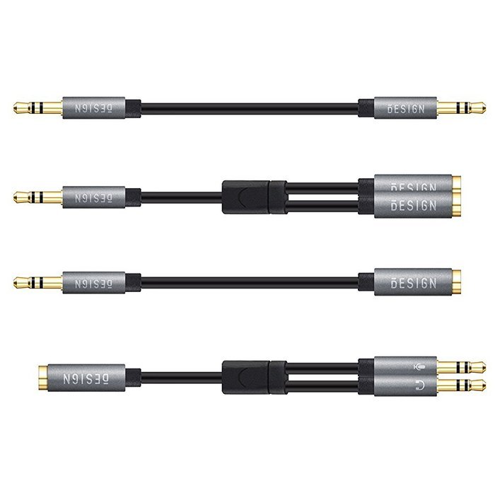Besign 2-Pack 3.5mm Female to 2 Male Headphone Mic Audio Y Splitter Cable with Separate Headphone / Microphone... N21