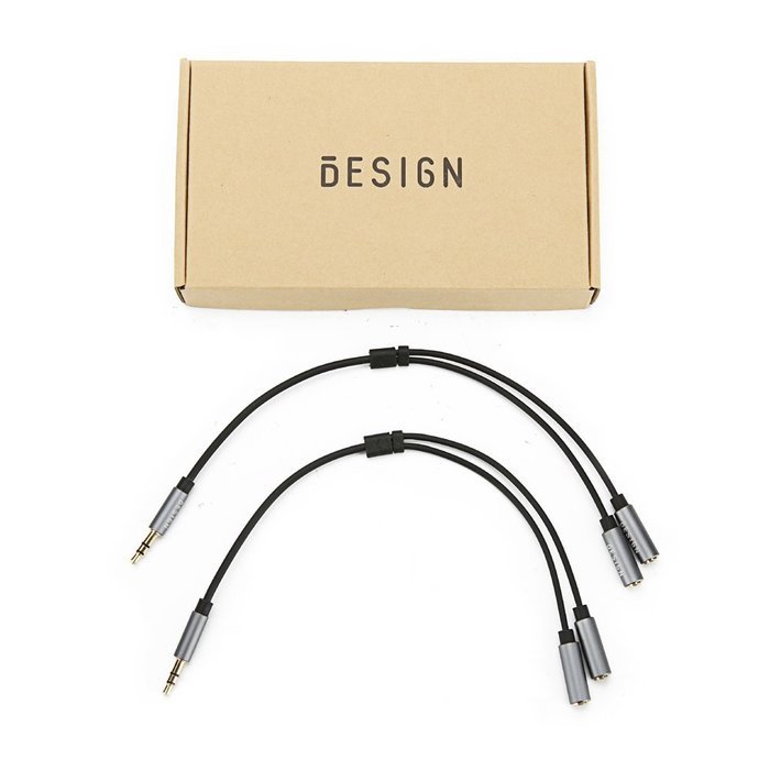 Besign 2-Pack 3.5mm Female to 2 Male Headphone Mic Audio Y Splitter Cable with Separate Headphone / Microphone... N25