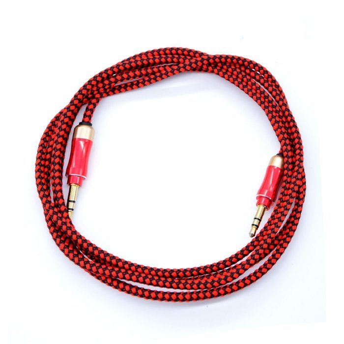 eBerry [A04 3.5mm Male to Male Audio Cable] Special Color Contrast Nylon Fiber Cloth Foil Shielded Slim Waist... N8