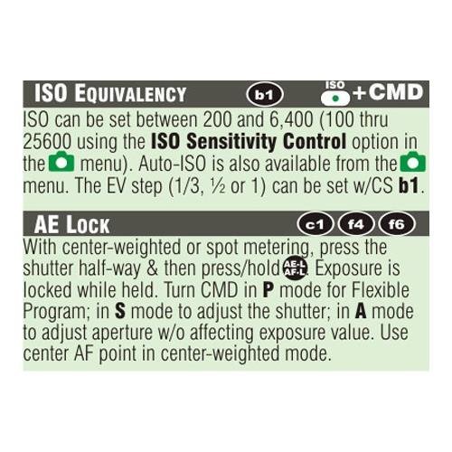 PhotoBert Photo CheatSheet for the Nikon D3 Digital SLR Camera N2