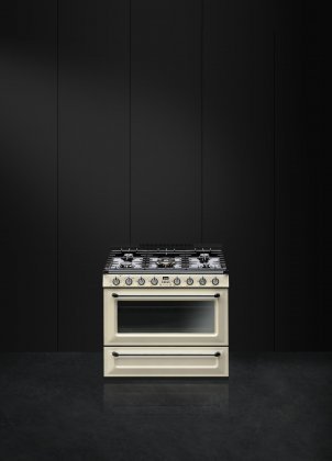 Smeg TRU36GGP 36" Gas Freestanding Range with 5 Burners, in Cream Enamel