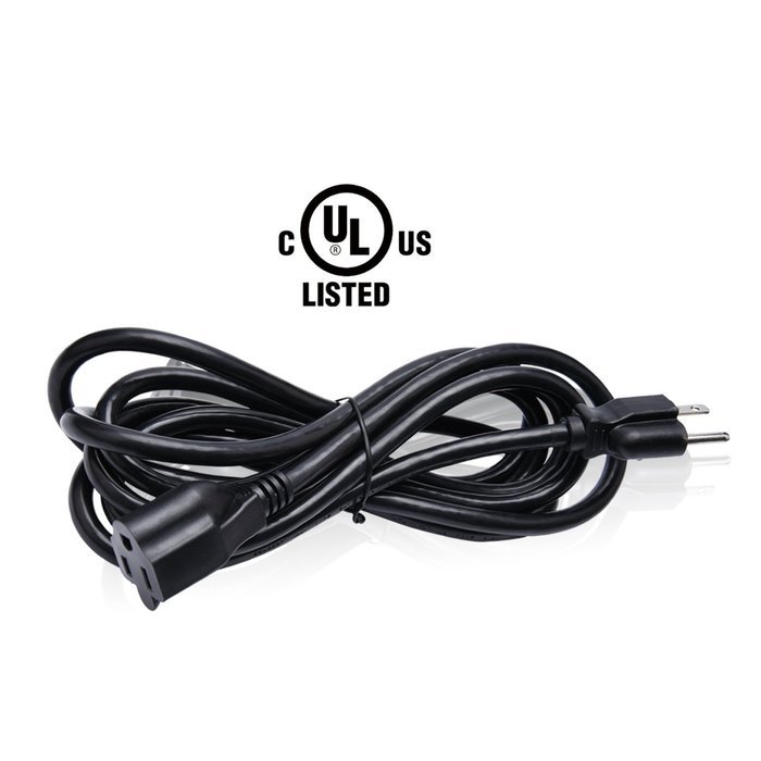 JACKYLED 2-PACK 16AWG Power Cord, Universal Power Cord, NEMA 5-15P to NEMA 5-15R, Black, 10 Feet/3m, UL listed
