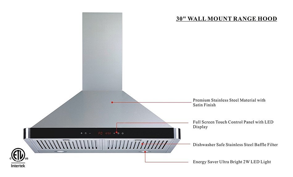 30" 450 CFM Ducted Wall Mount Range Hood N2