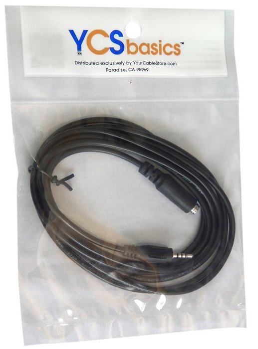 YCS Basics 12 foot 2.5mm male to female 4 conductor headphone / aux cable