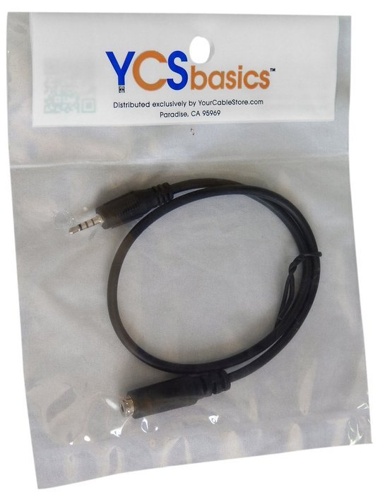 YCS Basics 12 foot 2.5mm male to female 4 conductor headphone / aux cable N2