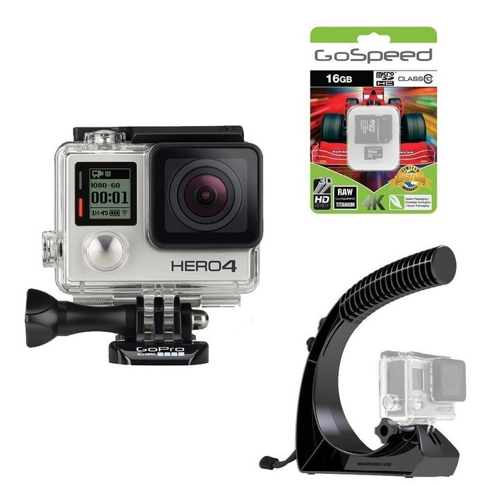 GoPro Hero4 Hero 4 12MP Full HD 4K 30fps 1080p 120fps Built-In Wi-Fi Waterproof Wearable Camera Black Adventure... N103