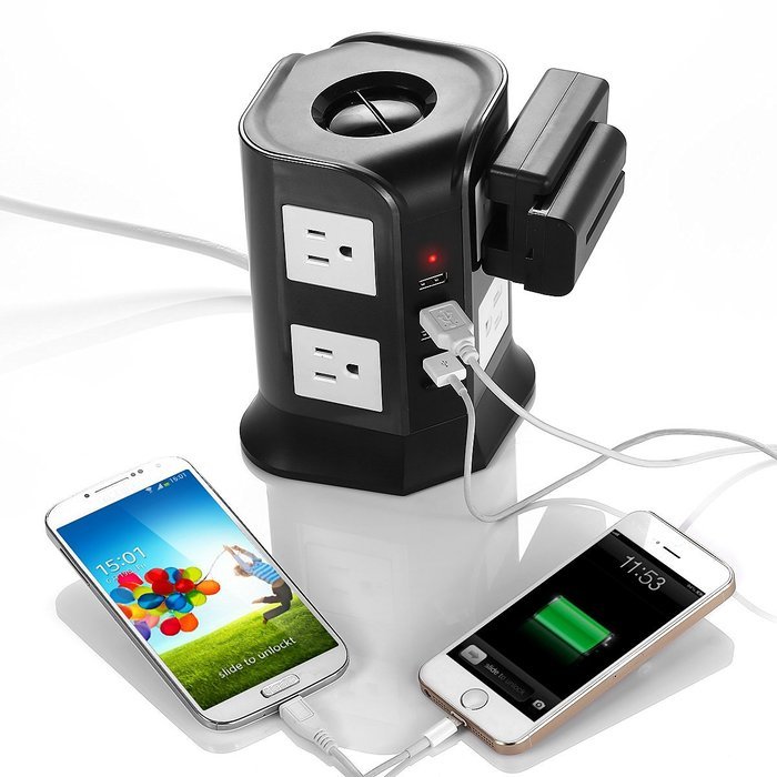 Smart 8-Outlet Home / Office Surge Protector 930 Joules Power Strip 4000W 110-250V Worldwide Voltage Power Socket...