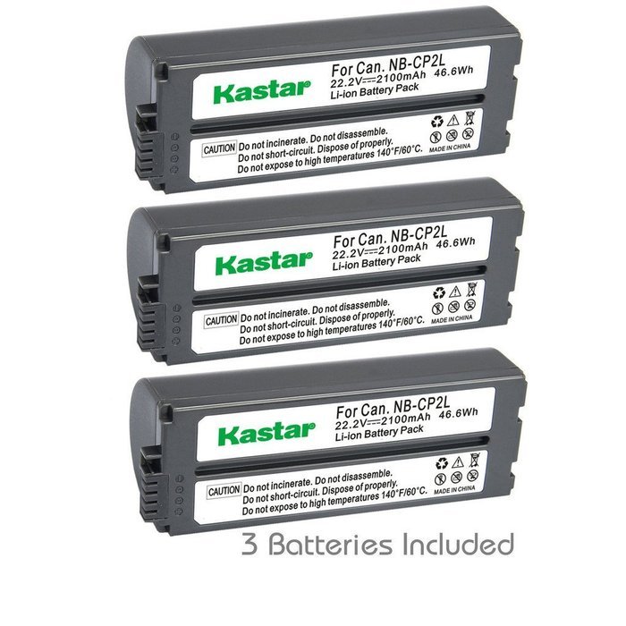 Kastar Battery NB-CP2L(X 3) and Charger BG-CP200 for Canon NB-CP1L CP2L and Compact Photo Printer SELPHY CP100... N9