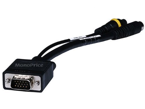 Monoprice 102509 VGA to S-Video/RCA (Composite) Adapter Cable, Black N3