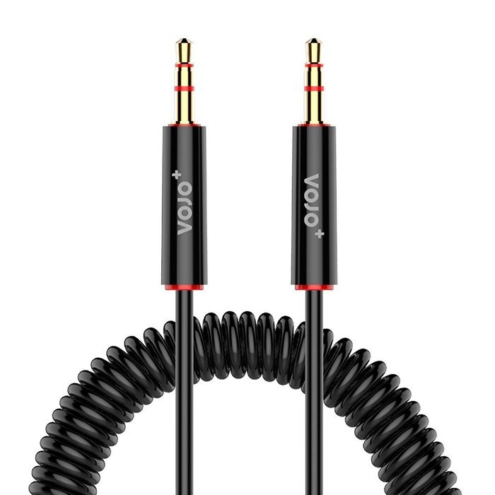 VOJO (2 Pack) 3.5mm Auxiliary Audio Cable 6ft Coiled Aux Cord for Car with Male to Male Gold Plated Jack, Tangle-free... N2