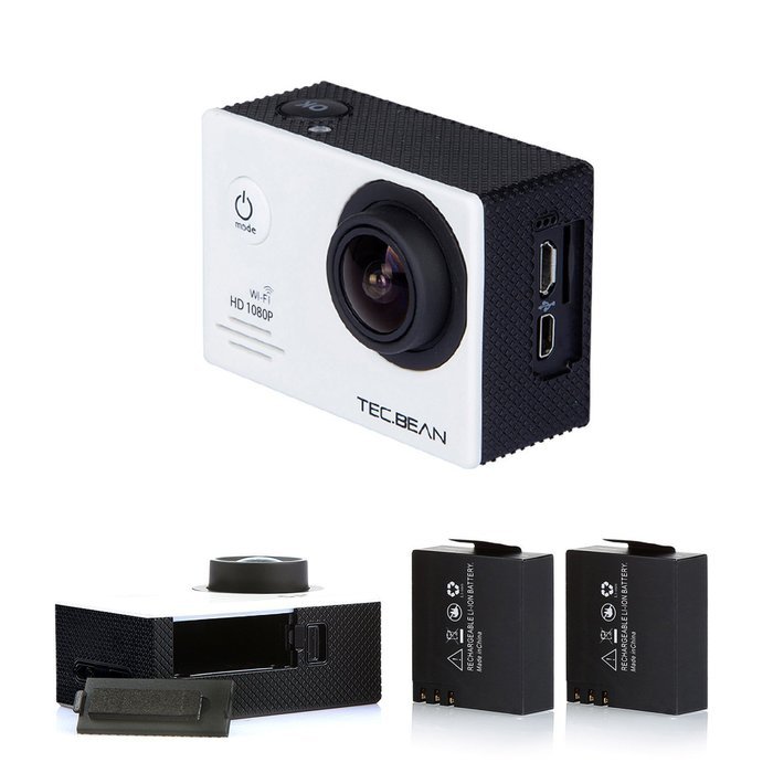 TEC.BEAN EX5000 2.0inch 14MP WIFI Waterproof Action Camera Kit with Accessories (17 Items) - White N17