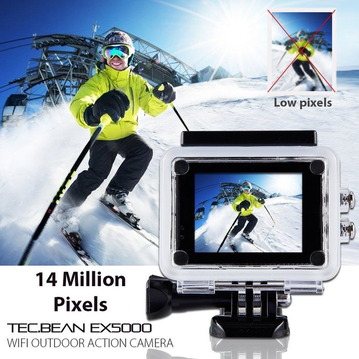 TEC.BEAN EX5000 2.0inch 14MP WIFI Waterproof Action Camera Kit with Accessories (17 Items) - White N18