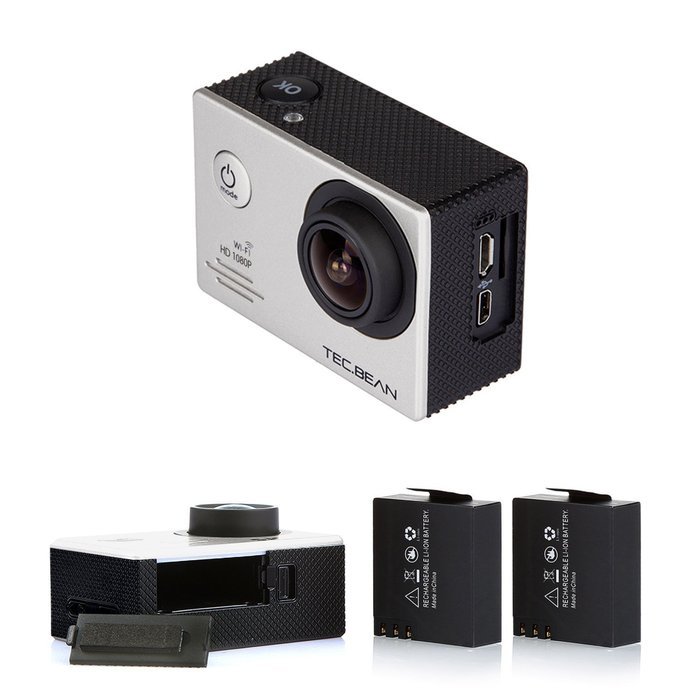 TEC.BEAN EX5000 2.0inch 14MP WIFI Waterproof Action Camera Kit with Accessories (17 Items) - White N21