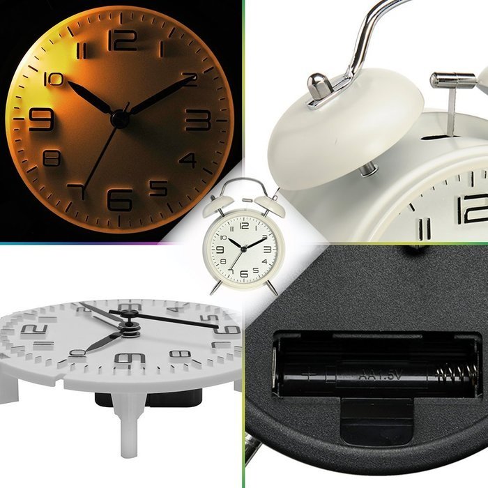Peakeep 4" Twin Bell Alarm Clock with Stereoscopic Dial, Backlight, Battery Operated Loud Alarm Clock