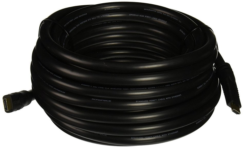 Monoprice 25ft 22AWG CL2 High Speed HDMI&reg; Cable With Ethernet - Black N2