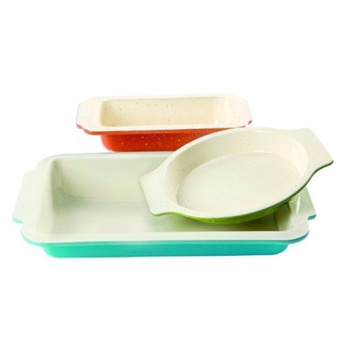 Gibson Bakeware - Loaf Pan, Pie Pan, Cake Pan - Carbon Steel, Ceramic, Glass - Baking - Dishwasher Safe - Orange...
