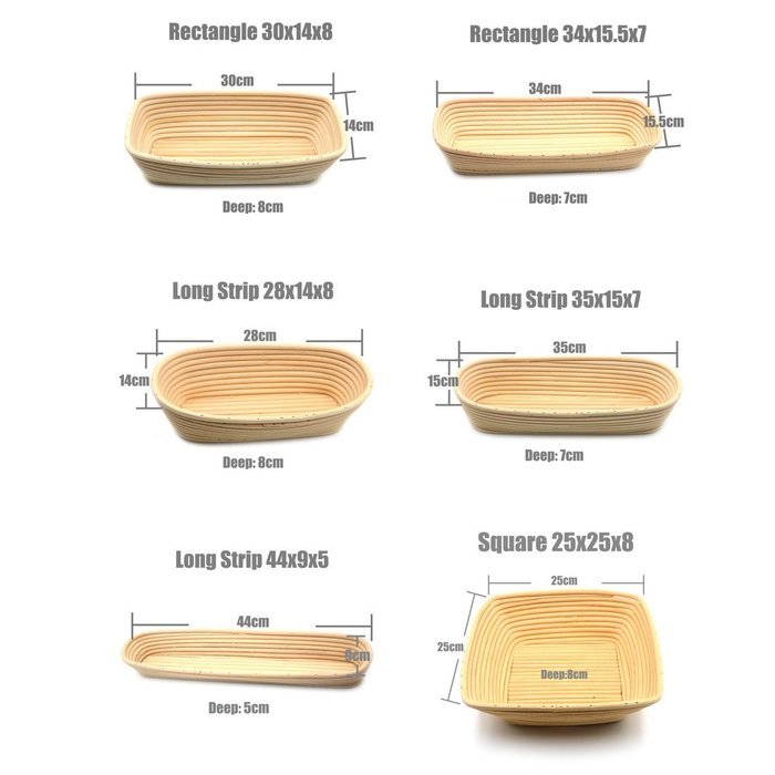AngelaKerry 1pcs 34x15.5x7cm (1.3x0.6x0.2.8 inch) Banneton Brotform Long-Strip Bread Proofing Basket Handmade N2