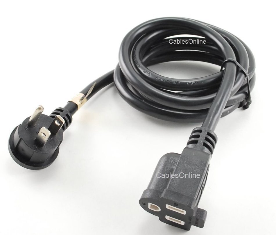 CablesOnline 6-ft Right Angled Plug AC Power Extension Cord/ Cable, NEMA 5-15P to 5-15R, PC-406R