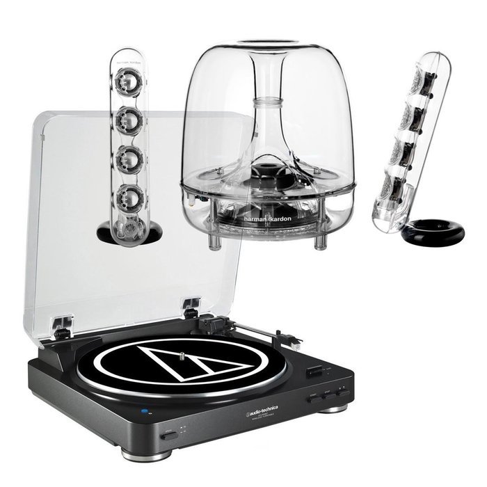 AudioTechnica AT-LP60 Fully Automatic Stereo 2-Speed Turntable System (Black) with Harman Consumer SoundSticks...