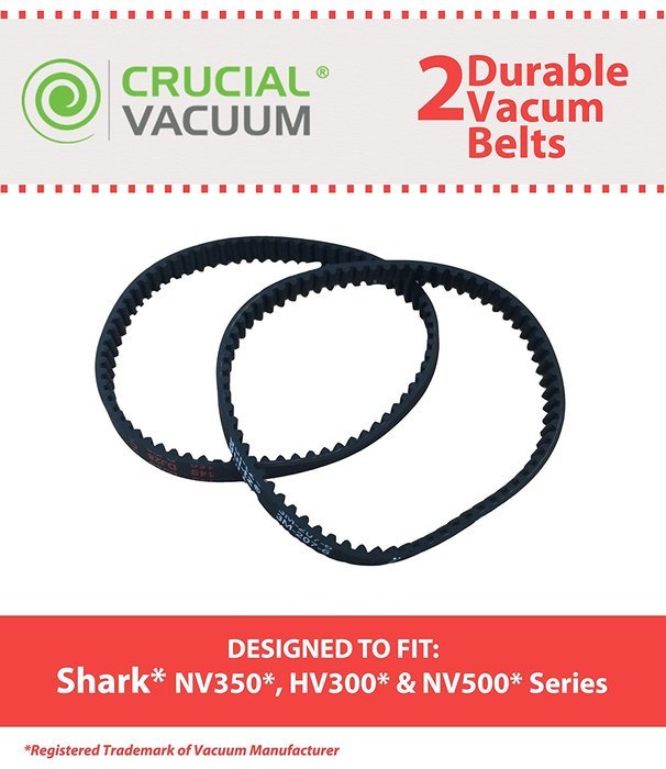 Crucial Vacuum Belts Fit Shark NV350, HV400 and NV500 Series, 2 Pack
