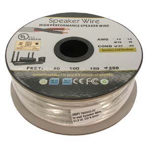 Installerparts 250Ft 16AWG/2C In-wall Speaker Wire, OFC CL2 UL OD-6.2mm White Jacket
