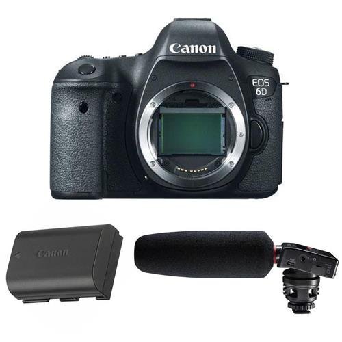 Canon EOS-6D Digital SLR Camera Body, 20.2 Megapixel, - Bundle With Canon LP-E6 N Lithium-Ion Battery Pack, Tascam...