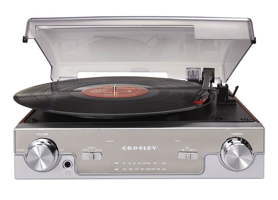 Crosley CR6005A-MA Tech Turntable with AM/FM Radio and Portable Audio Ready (Mahogany) N5