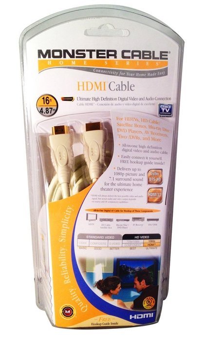 Monster Cable Home Series HDMI Cable for HDTV - 16 Ft - 1080p - 7.1 Surround