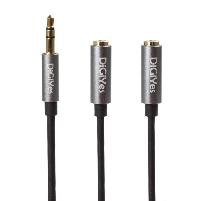 DiGiYes&reg; 1.8m（6ft） 3.5mm Male to 2 x 3.5mm Female Aux Stereo Audio Splitter Cable Gold Plated Metal Connector... N3