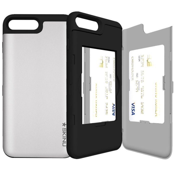 iPhone 7 Plus Case, SKINU [EUREKA] [Metal Slate] [Shockproof] [Dual Layer] [Card Slot] [Drop Protection] [Wallet... N14
