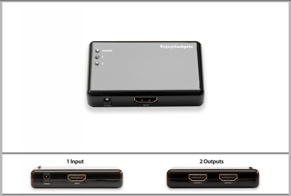 EnjoyGadgets EGHSP1X2 HDMI Splitter Amplifier 1 In to 2 Out Dual Display
