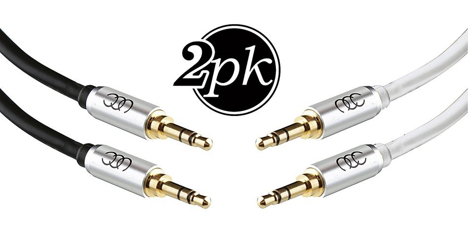 2X 3.5mm Aux Cord ( 2.5 meter / 8 Feet each ) Universal Durable Auxiliary Cable for Car - Flexible PVC with Limited... N4