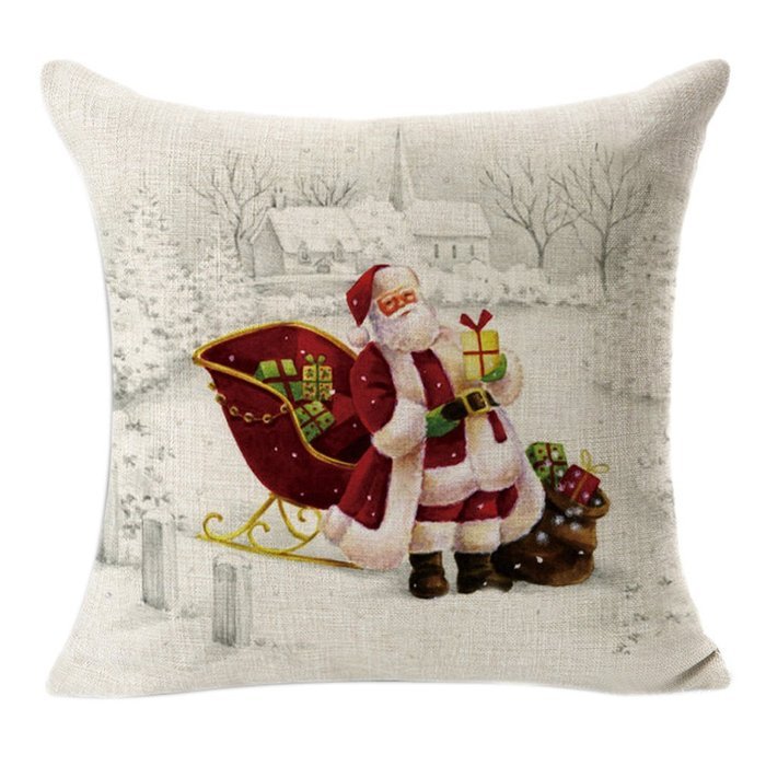 Pillow Cover,Haoricu Vintage ChristmasChristmas Linen Square Throw Flax Pillow Case Decorative Cushion Pillow... N9