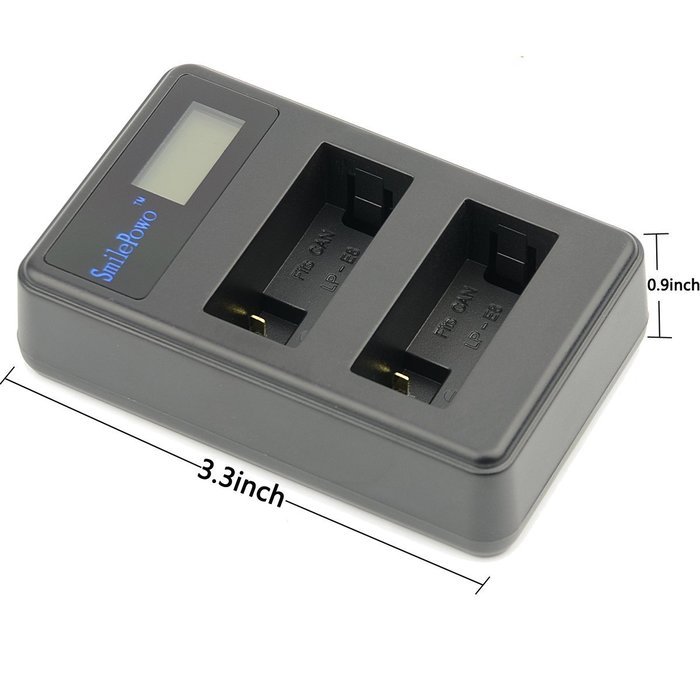 SmilePowo 2-PACK LP-E8 Battery for Canon Rebel T3i, T2i, T4i, T5i, EOS 600D, 550D, 650D, 700D, Kiss X5, X4, Kiss... N5