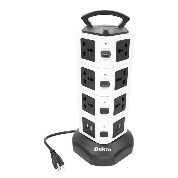 USB Power Strip, Bukm 14-Outlet Surge Protector, 4-Port USB Travel Charger Charging Station with 6.5 Feet Cord...